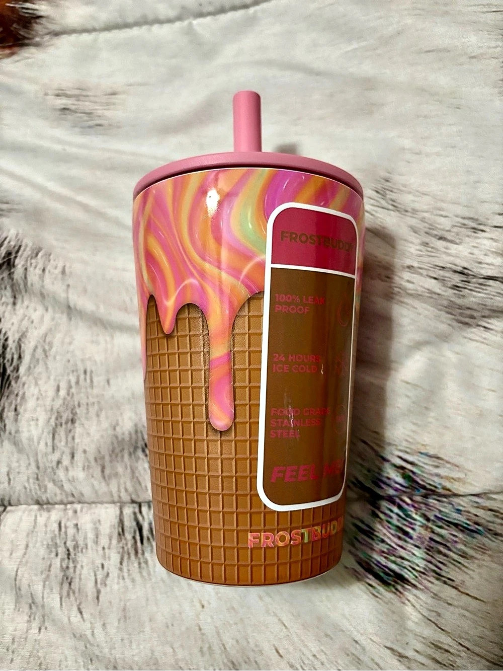 Frost Buddy Universal Buddy - Pink Ice Cream Tumbler Pink & Brown